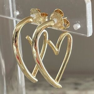 Sheila Fajl Sarina Heart Shaped Stud Earrings Shiny 18K Gold Plated